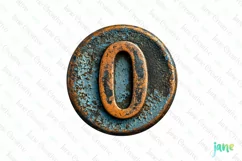 Antique Round Metal Alphabet Number 0 Clipart Product Image 1