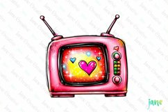 Valentine&#039;s Day Vintage Pink Television Clipart Product Image 1