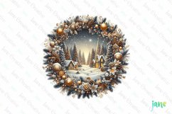 Winter Scene Wreath Sublimation Clipart Product Image 1
