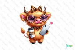 Leopard Fashion Highland Cow Clipart Product Image 1