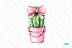 Pink Western Cowgirl Cactus Clipart Product Image 1