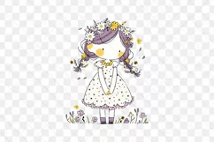 Girl With Flowers Children's Book Clipart Product Image 2