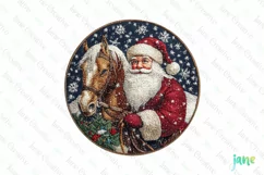 Embroidered Christmas Santa Farm Ornament Clipart Product Image 1