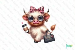 Leopard Fashion Highland Cow Clipart Product Image 1