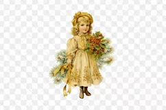 Vintage Gold Christmas Girl Clipart Product Image 3