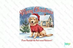 Christmas Golden Retriever Dog Puns Clipart Product Image 1