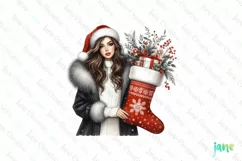 Christmas Fashion Girl Sublimation Clipart Product Image 1