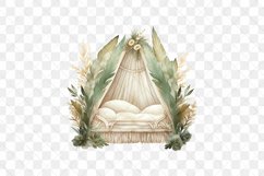 Green Boho Baby Shower Bed Sublimation Clipart Product Image 2