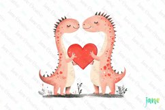 Retro Dinosaurs Couple Valentine's PNG Product Image 1
