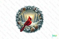 Winter Scene Wreath Sublimation Clipart Product Image 1