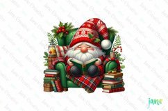 Cute Christmas Gnome And Books Clipart Product Image 1