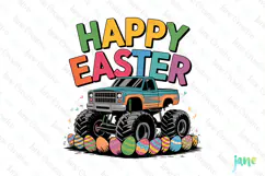 Happy Easter Truck Funny Gamer Boys Kids Clipart Product Image 1