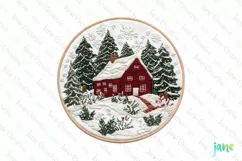 Embroidered Christmas Farm House Ornament Clipart Product Image 1