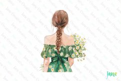 Back View Floral Girl Clipart Product Image 1