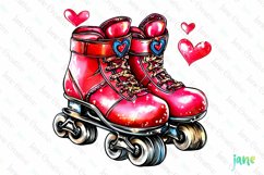 Valentine&#039;s Day Roller Skates Clipart Product Image 1