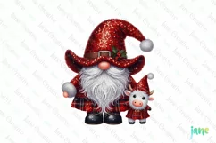 Sparkling Christmas Gnome And Highland Cow Clipart Product Image 1