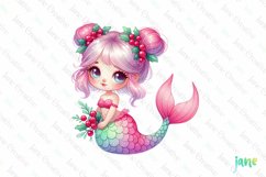 Pastel Christmas Mermaid Clipart Product Image 1