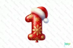 Santa Claus Balloon Alphabet Number 1 Clipart Product Image 1