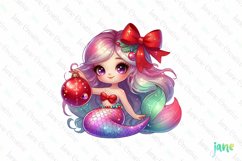 Pastel Christmas Mermaid Clipart Product Image 1