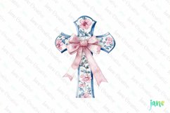 Chinoiserie Easter Cross Sublimation Clipart Product Image 1