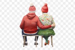 Winter Old Couple In Love Sublimation Clipart Product Image 2