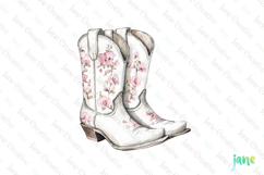 Pink Chinoiserie Cowgirl Boots Clipart Product Image 1