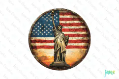 American Goddess of Liberty Rustic Round Metal Sign Clipart Product Image 1