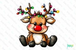 Hand-drawn Cartoon-style Reindeer Christmas clip art Product Image 1