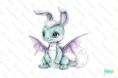 Baby Dragon With Bunny Ears Sublimation Clipart Product Image 1