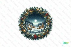 Winter Scene Wreath Sublimation Clipart Product Image 1