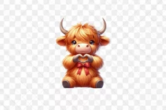 Highland Cow Giving Heart Hand Sign Clipart Product Image 2