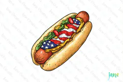 4th of July Hot Dog Sublimation Clipart Product Image 1