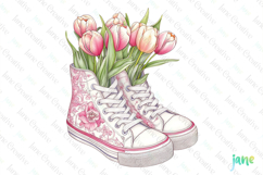 Pink Chinoiserie Spring Tulips Shoes Clipart Product Image 1
