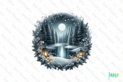 Winter Scene Wreath Sublimation Clipart Product Image 1