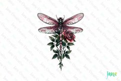 Dragonfly And Rose Flowers Tatoo Clipart Product Image 1