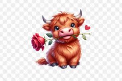 Highland Cow And Rose Clipart Product Image 2
