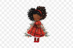 Red Plaid Christmas African Girl Clipart Product Image 3