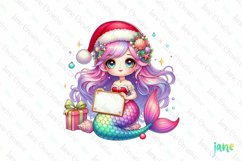 Pastel Christmas Mermaid Clipart Product Image 1