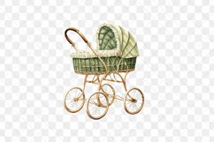 Green Boho Baby Shower Stroller Sublimation Clipart Product Image 2
