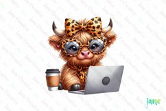 Leopard Fashion Highland Cow Clipart Product Image 1