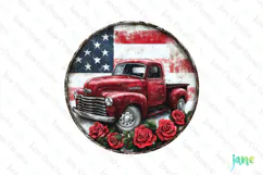 American Truck Rustic Round Metal Sign Clipart Product Image 1