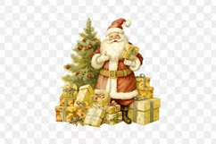 Vintage Gold Christmas Santa Claus Clipart Product Image 3