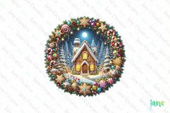 Winter Scene Wreath Sublimation Clipart Product Image 1