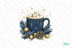 Blue And Gold Christmas Hot Cocoa Clipart Product Image 1
