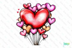 Valentine&#039;s Day Red Heart-shaped Balloon Clipart Product Image 1