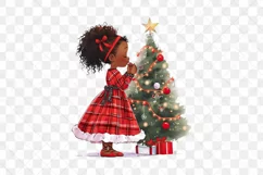Red Plaid Christmas African Girl Clipart Product Image 3
