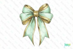 Gold And Mint Christmas Bow Clipart Product Image 1