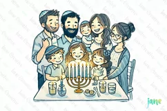 Watercolor Hanukkah Family Clipart Product Image 1