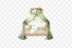 Green Boho Baby Shower Bed Sublimation Clipart Product Image 2