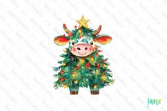 Cow Wrapped In Christmas Tree Clipart Product Image 1